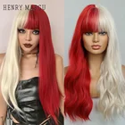 Женские Длинные Синтетические парики с челкой, полукрасный полублонд парик для костюма для Хэллоуина, вечеринки, косплея, Лолиты, термостойкий