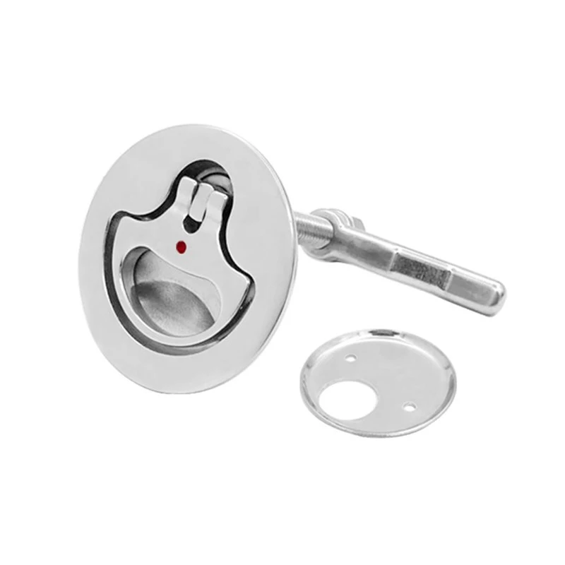

1pc 316 Stainless Steel Handle Ring Marine Cam Flush Pull Deck Latch Handle With Back Plate Boat Hardware Accessorie