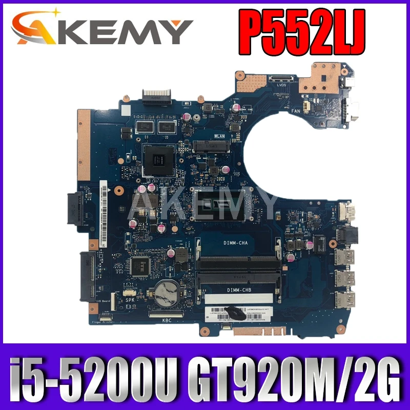 

Akemy P552LJ mainboard For Asus P552LA P552L P552LJ PRO552L PRO552LJ Notebook Laptop motherboard W/ i5-5200U GT920M/2G