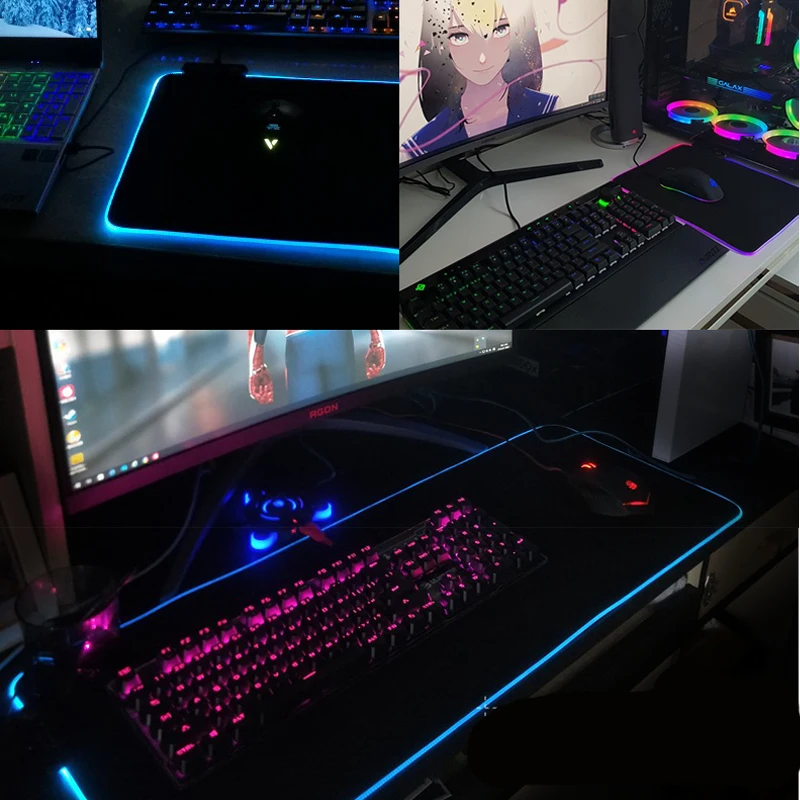 

Luminous Gaming Mouse Pad Oversized Fine Surface Waterproof Sewing Desk Cloth Pad Colorful Light RGB Esports Atmosphere Lamp