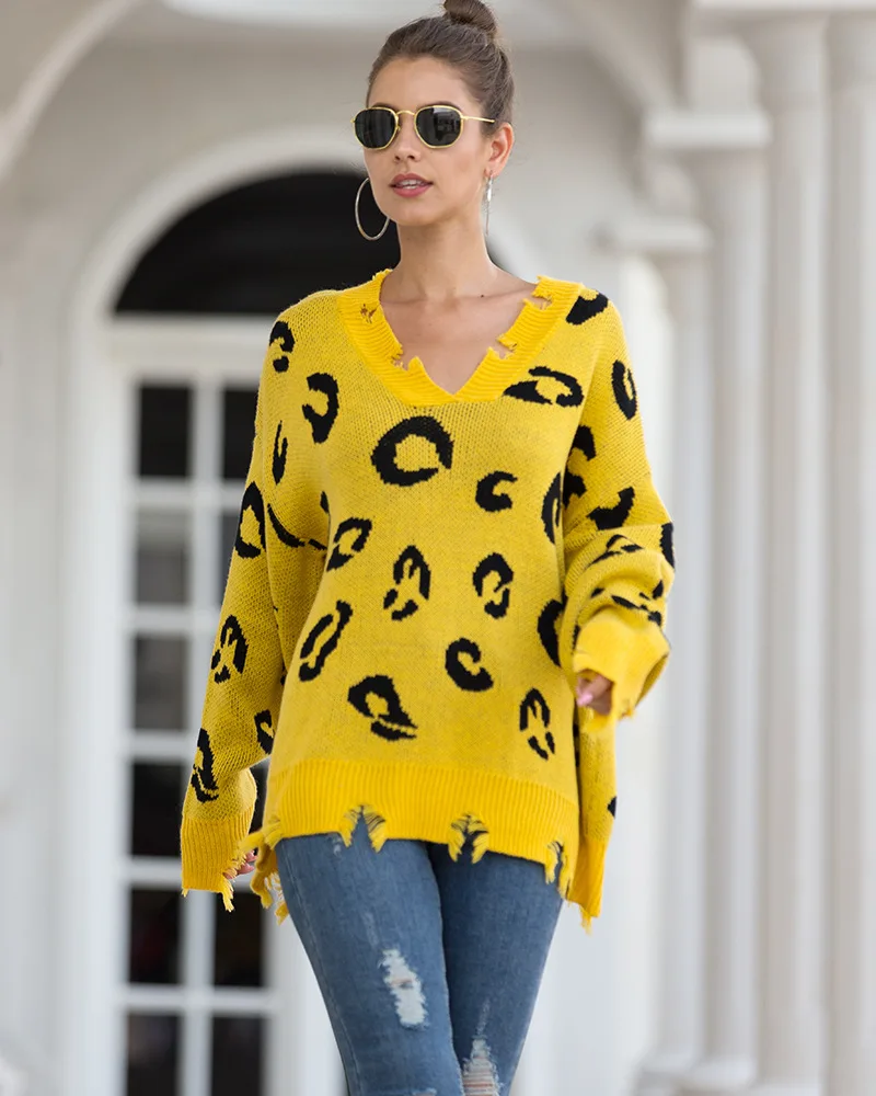 

Женский трикотажный свитер с дырками, желтый, черный или белый свитер с длинными рукавами, Осень-зима 2020