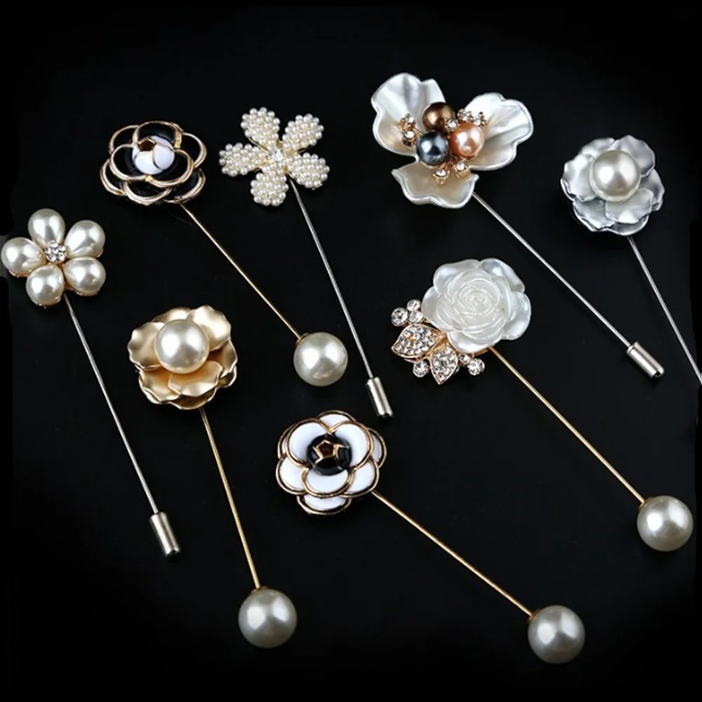 Высокое качество новая брошь для Свитера Цветок розы корсаж Камелия длинная игла