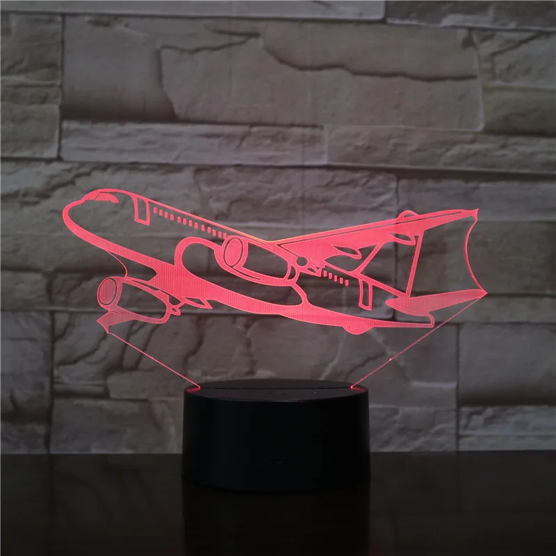 

3D-2010 Flying Remote Control Aircraft Air Plane 3D LED Table Lamp Optical Illusion Night Light 7 colors change