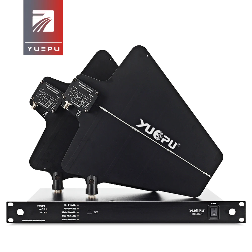 

YUEPU RU-845 300m Directional Antenna Distributor Digital for 4Sets Wireless Microphone System 470-960MHz Mic Splitter Collector