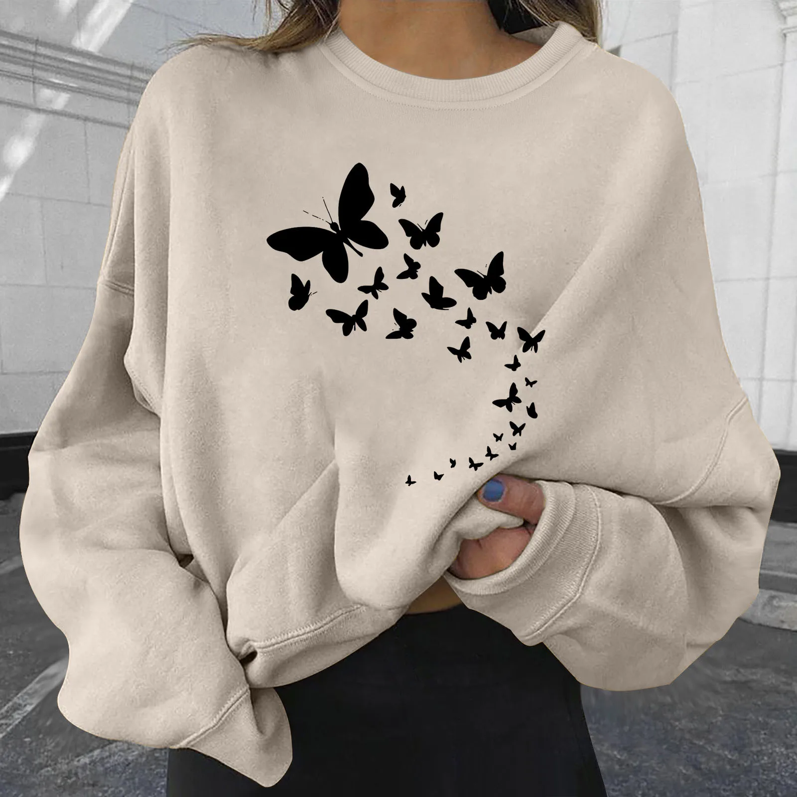 

Толстовки в стиле Харадзюку, Женская толстовка с капюшоном, Повседневная Свободная блузка с принтом, пуловер, свитшот, Топ с длинным рукавом...