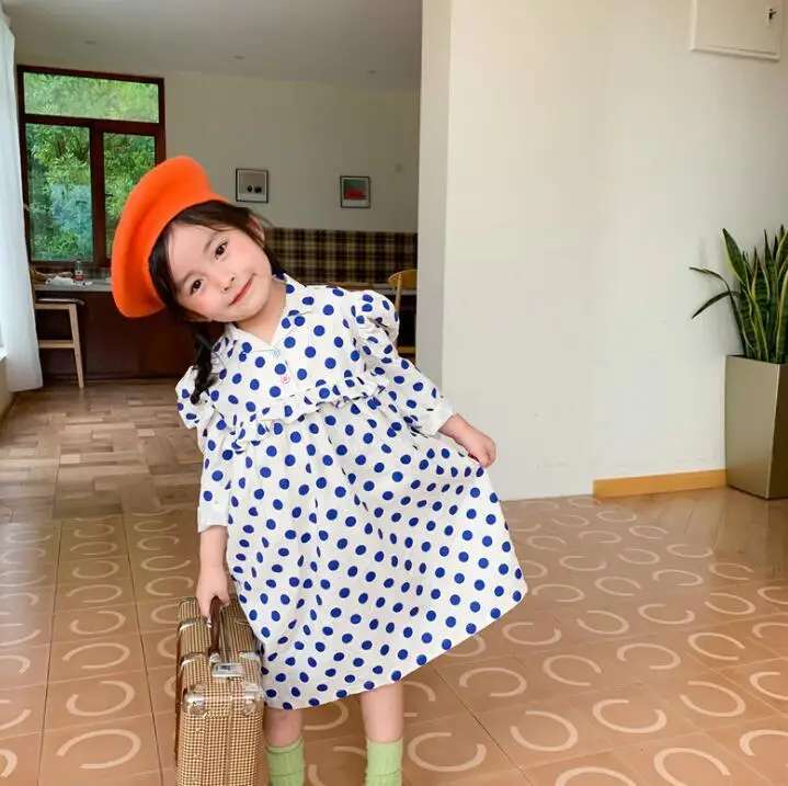2020 Fall Baby Girls Cotton Dot Dress Princess Sweet Clothes 6 Pieces/lot Wholesale | Детская одежда и обувь