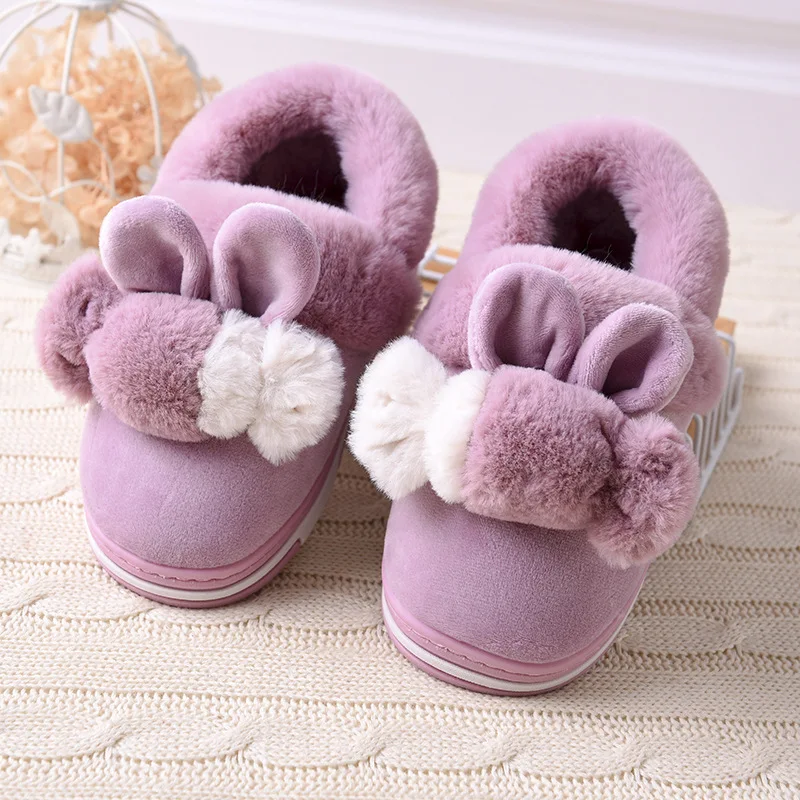 Зима 2019 г. домашние тапочки для малышей Домашние хлопковые с рисунком кролика