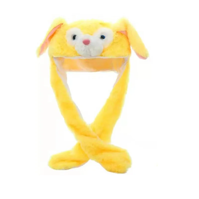 Yellow Dog Kocozo, шапка кролика, подвижные уши, милая мультяшная игрушка, шапка, подушка безопасности, Kawaii, забавная шапка-игрушка, Детская плюшевая игрушка, подарок на день рождения, шапка для девочек - Цвет: Yellow Dog