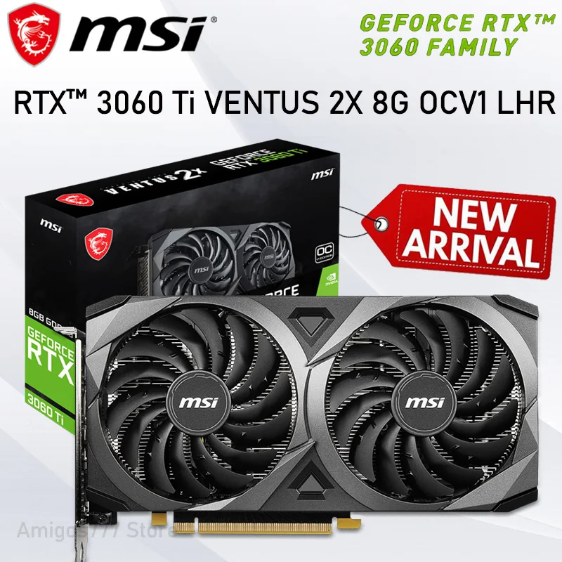 

GDDR6 MSI GeForce RTX 3060 Ti VENTUS 2X 8G OCV1 LHR Gaming Video card 14000MHz 8GB 256bit 8pin RTX 3060 Ti Graphics Card New