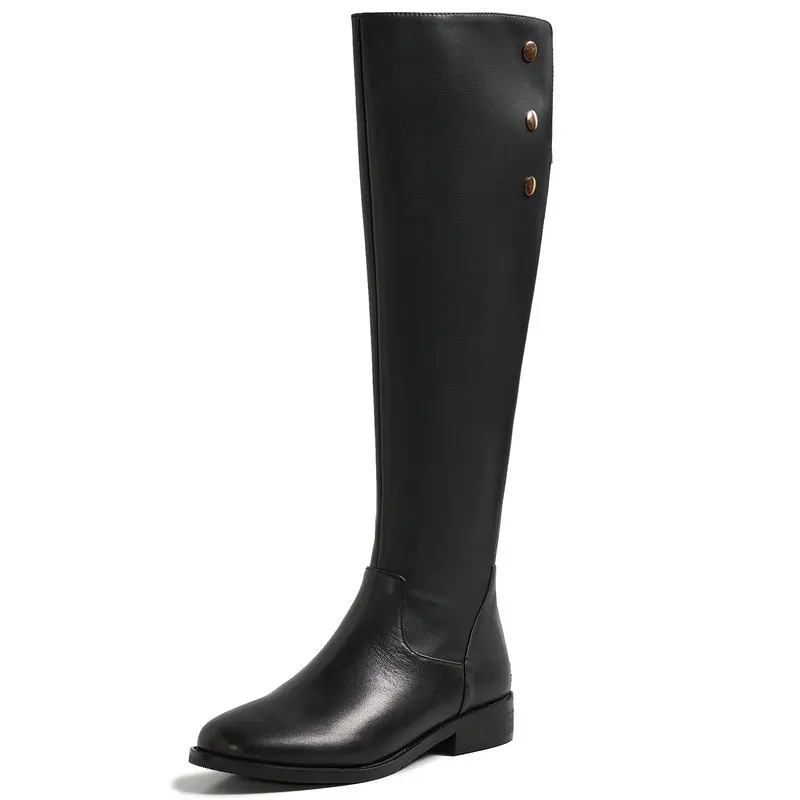 

Autumn Winter Women Knee High Boots Fashion Concise High Quality Genuine Leather Thick low Heels Party Casual Shoes Woman