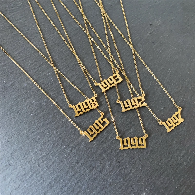 

N021 Personality year digital titanium steel necklace, birthday present