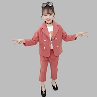 set clothes for girls solid jacket outerwear pants 2pcs girl suit set full length kids girls clothes set 6 8 10 12 14 year