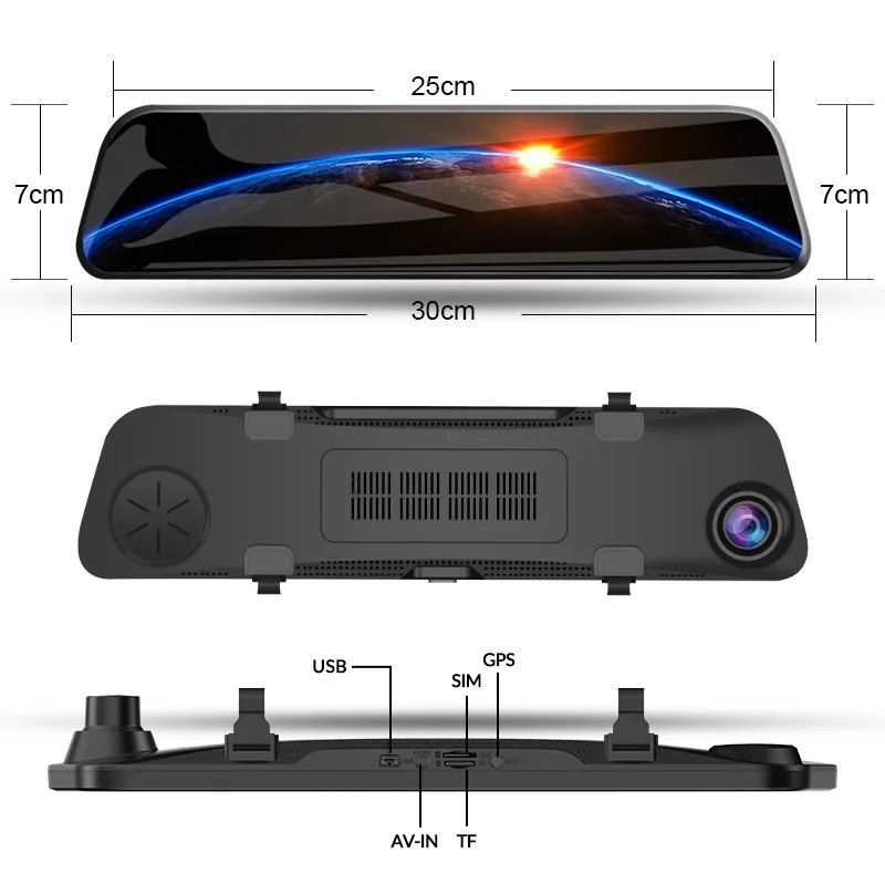 E-ACE 12 дюймов Android 4G DVR Автомобильная камера Android gps навигация автомобильный видеорегистратор с Bluetooth WiFi ADAS Автомобильный регистратор