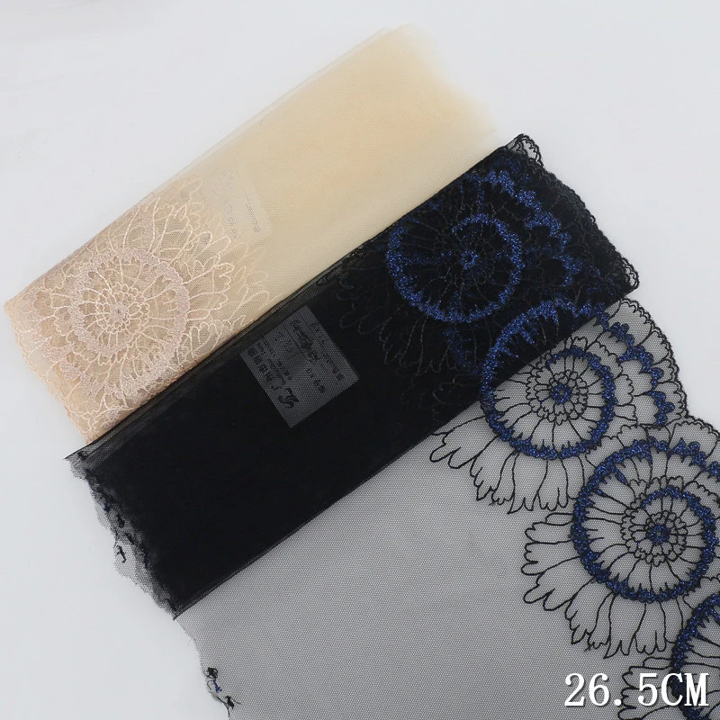 

Около 62 ярдов, кружевная отделка для невесты, черные сетчатые вышитые кружева, ткань для женского нижнего белья, Кукольное платье, новинка