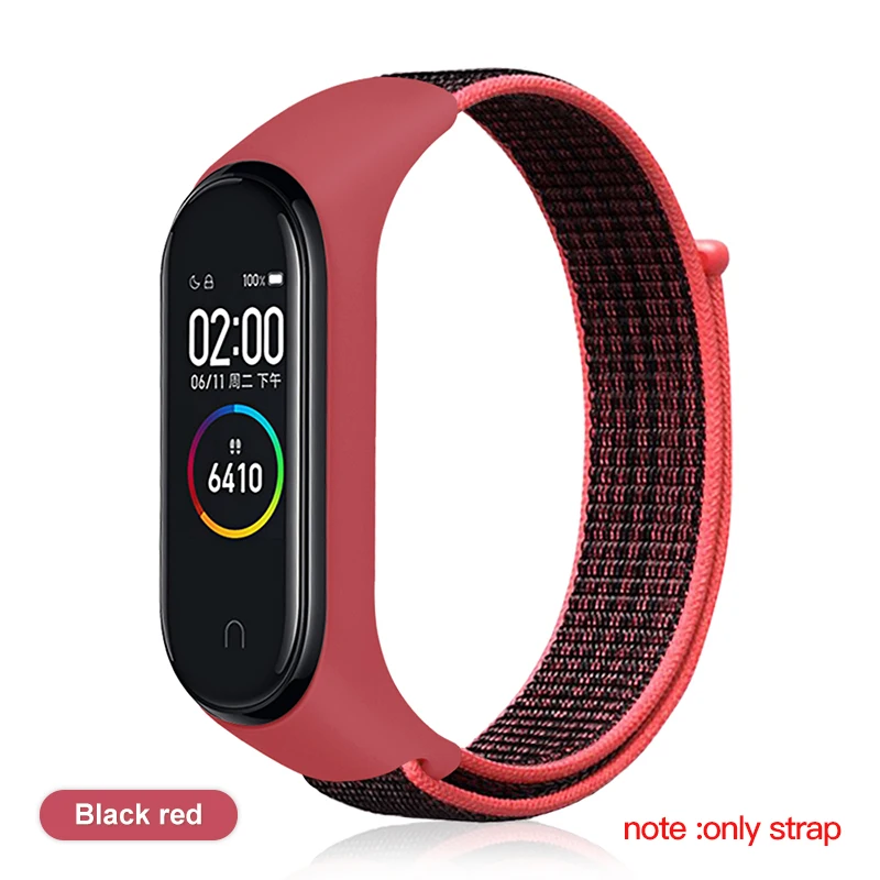 IONCT нейлоновый браслет для mi Группа 4 спортивного стиля с correa pulsera ремень для Xiaomi mi band 3 ремешок mi Группа 4 Global Smart аксессуары - Цвет: Black red