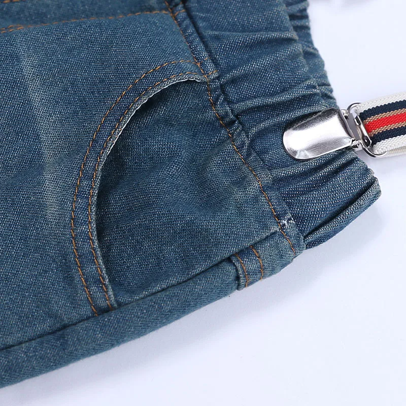 

3 PCS Sets Kids Clothes Boys Suit Spring Autumn Toddler Boy Clothes Red Plaid Shirt+T Shirt+Straps Jeans Children Clothing