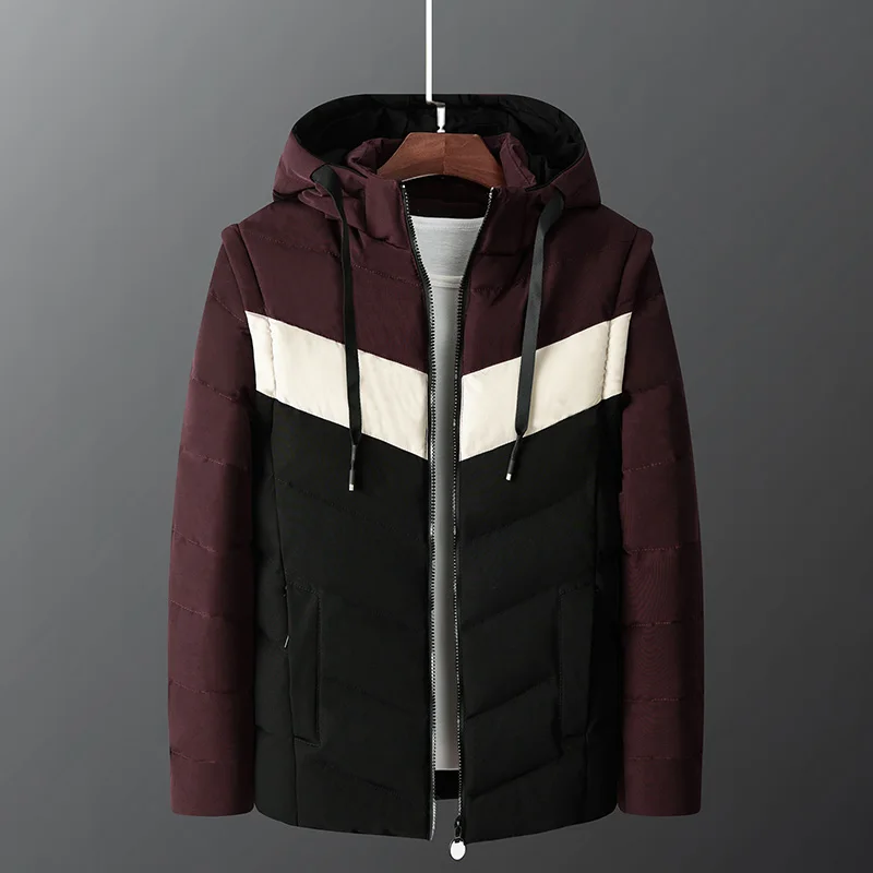 Covrlge Slim Jacket Men Autumn Spring Thicken Mens Coat Warm Outwear Windproof Hooded Overcoat Zipper Parkas Jackets Man MWM084