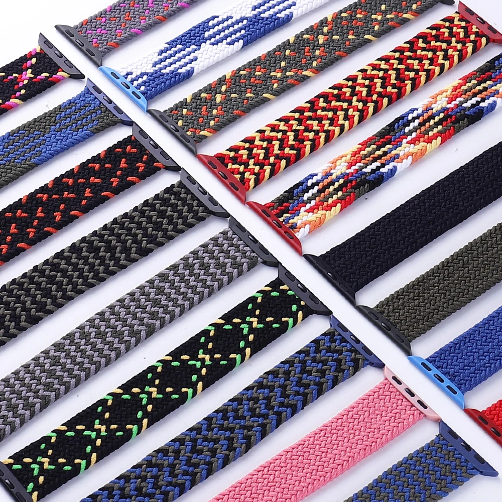 Nylon Braided Loop Strap For Apple Watch 6 Se 5 Band 44mm 40mm 38mm 42mm Smartwatch Elastic Belt Bracelet on iWatch Series 54321