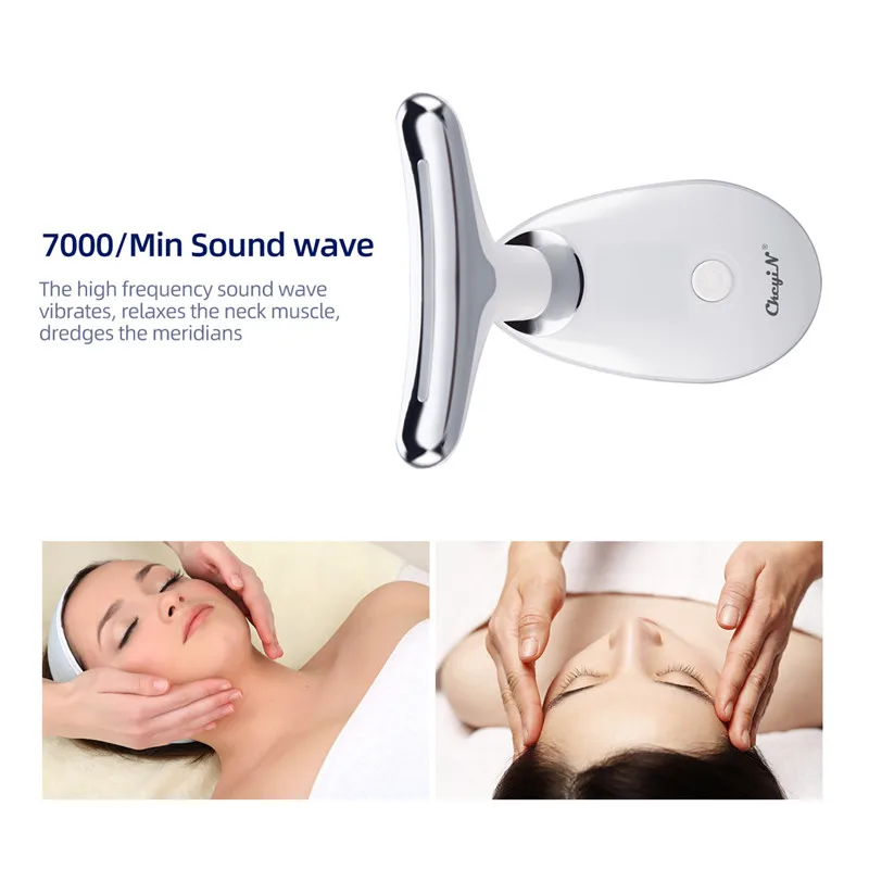 

CkeyiN LED Photon Therapy Neck and Face Lifting Massager Vibration Skin Tighten Reduce Double Chin Anti-Wrinkle Remove Device