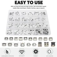 Micro USB Connector 240 Pcs/box 24 Models Socket Jack USB Connectors Set Charging Port For MP3/4/5 100% Huawei Lenovo ZTE