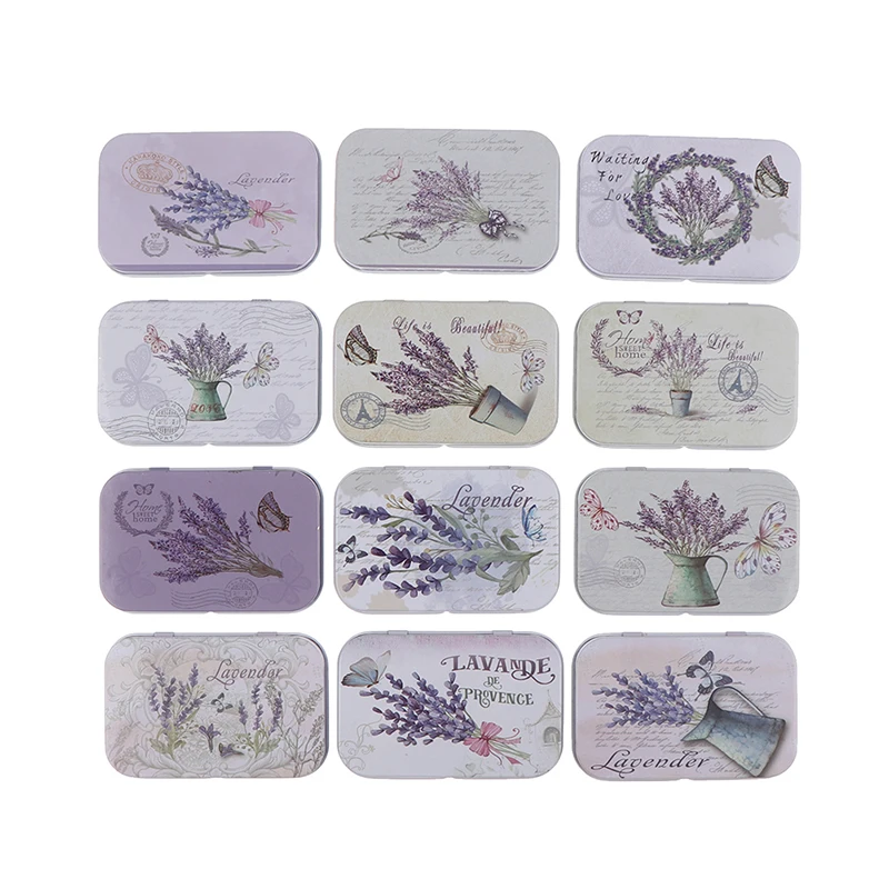 Бледно-лиловый Мини жестяная коробка с крышкой Упаковка Коробки для конфет