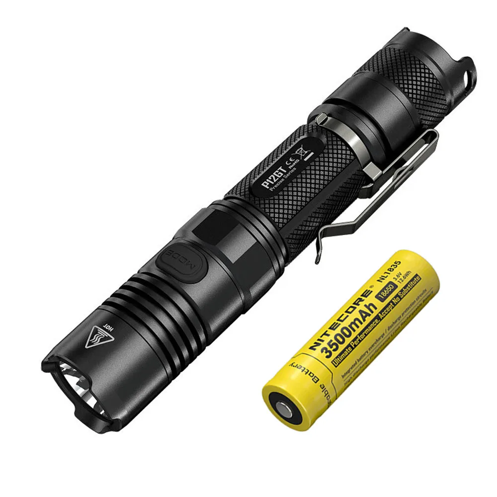 NITECORE P12GT светодиодный тактический вспышки светильник черный CREE XP-L HI V3 Светодиодный max 1000LM дальность луча 320 измерительный прибор наружный фонарь портативный светильник - Испускаемый цвет: P12GT NL1835