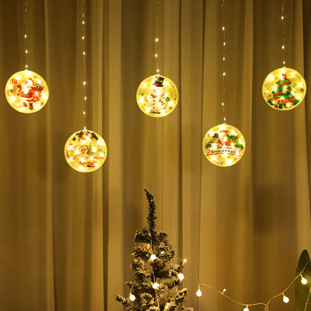 

Christmas Decoration String Light 3D Pendant Lamp Outdoor Indoor Star Snowflake Lights for Home Room Window Curtain Wall Decor