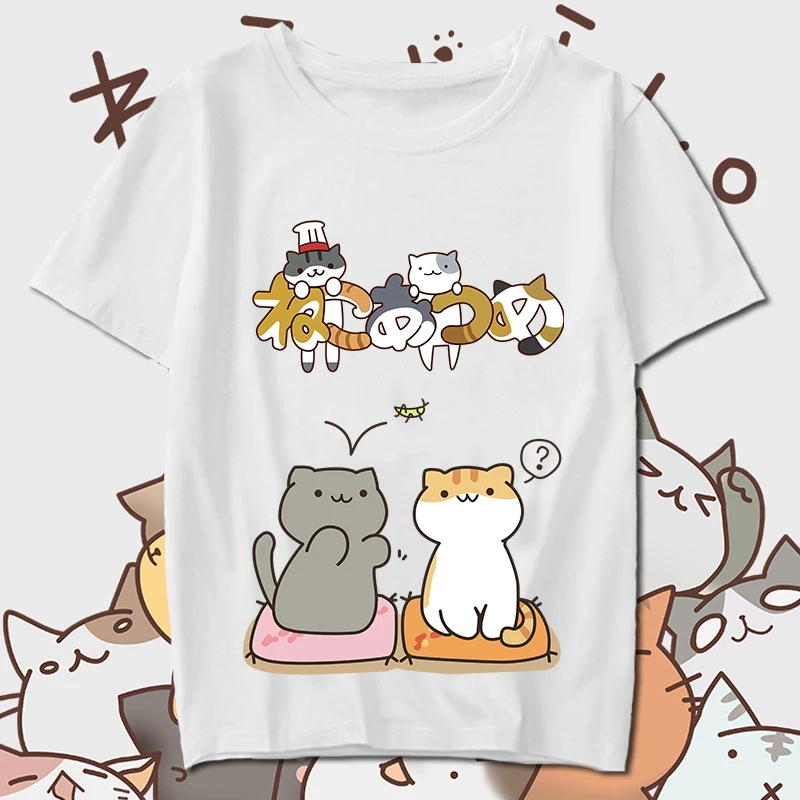 Футболка для косплея из японского аниме Неко ацумэ летняя футболка с мультяшным