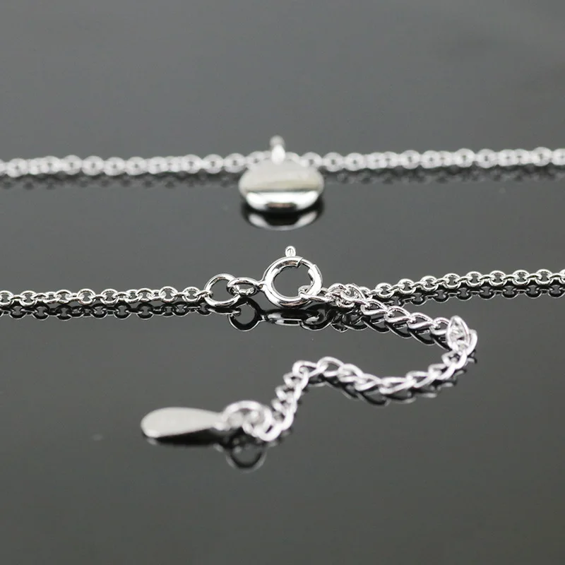 

1cm 925 Sterling Silver Necklace Fashion Sweet Little Lucky Round Pendant Necklace English Letter Chain Jewelry for Women cute