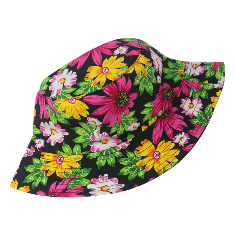 

New Fashion Reversible Daisy Floral Fisherman Caps Sun Bucket Hats Women Casquette Bob chapeau Femme