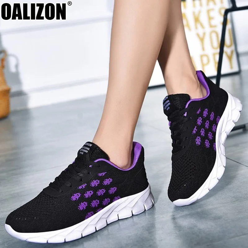 Сезон осень Модная дышащая женская обувь из сетчатого материала на шнуровке