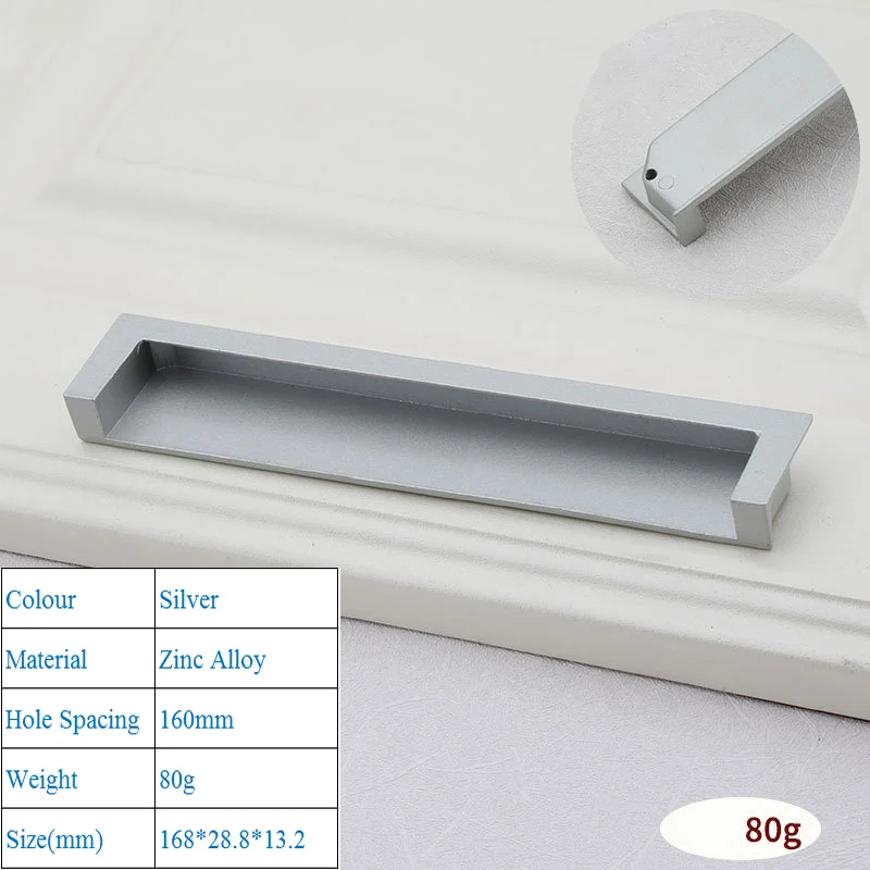 Траншейная невидимая Встраиваемая темная ручка для раздвижных дверей ящиков