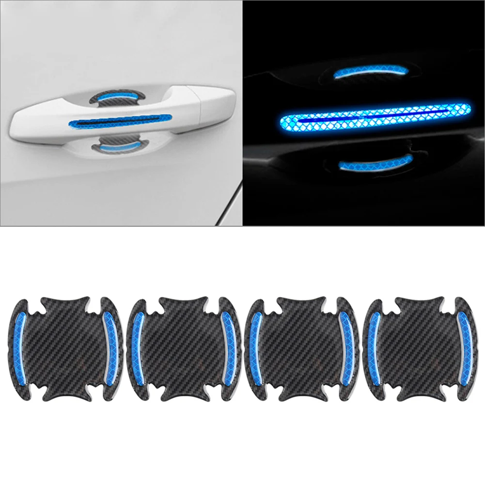 

Car Styling Door Handle Reflective Car Sticker Scratches Protection Universal 4Pcs/set Carbon Fiber