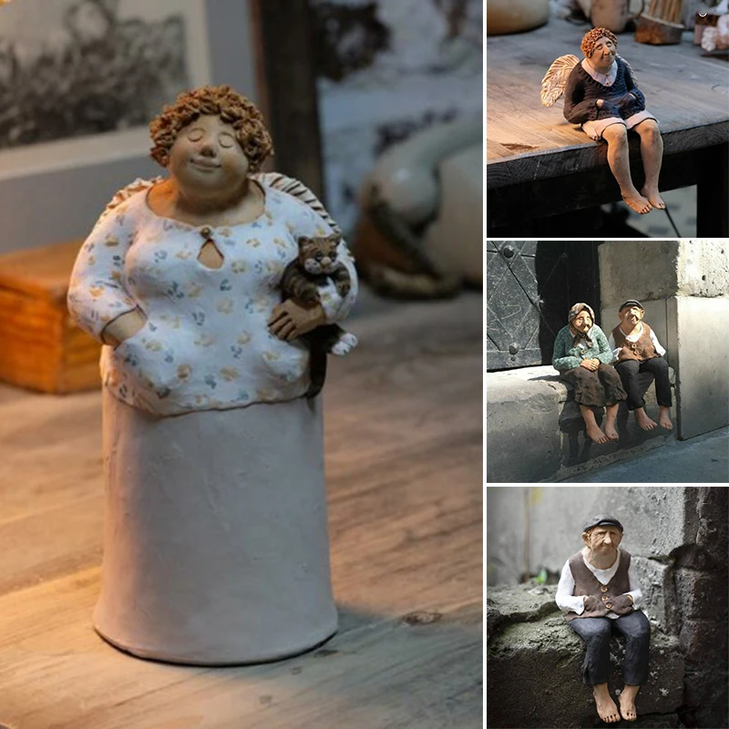 

Handmade Character Sculptures Mini Grandma Grandpa Figures Garden Accessories Garden Ornament Micro Landscape Pequena escultura