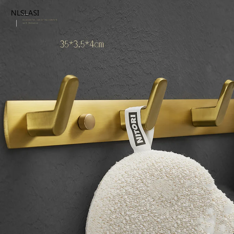 

Golden Luxury Aluminum Bathroom Accessories Punch-free Coat Racks Wall Mounted Hook Organizer Hanger Towel Clothes Robes Hook Up