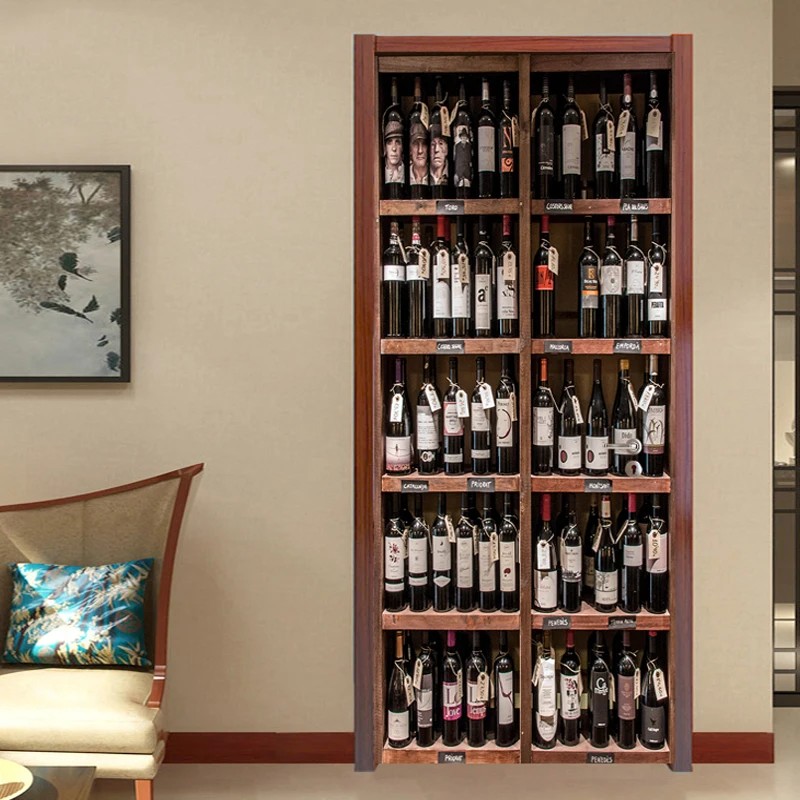 Фотообои 3D в стиле ретро с винными бутылками наклейки на дверь самоклеящиеся