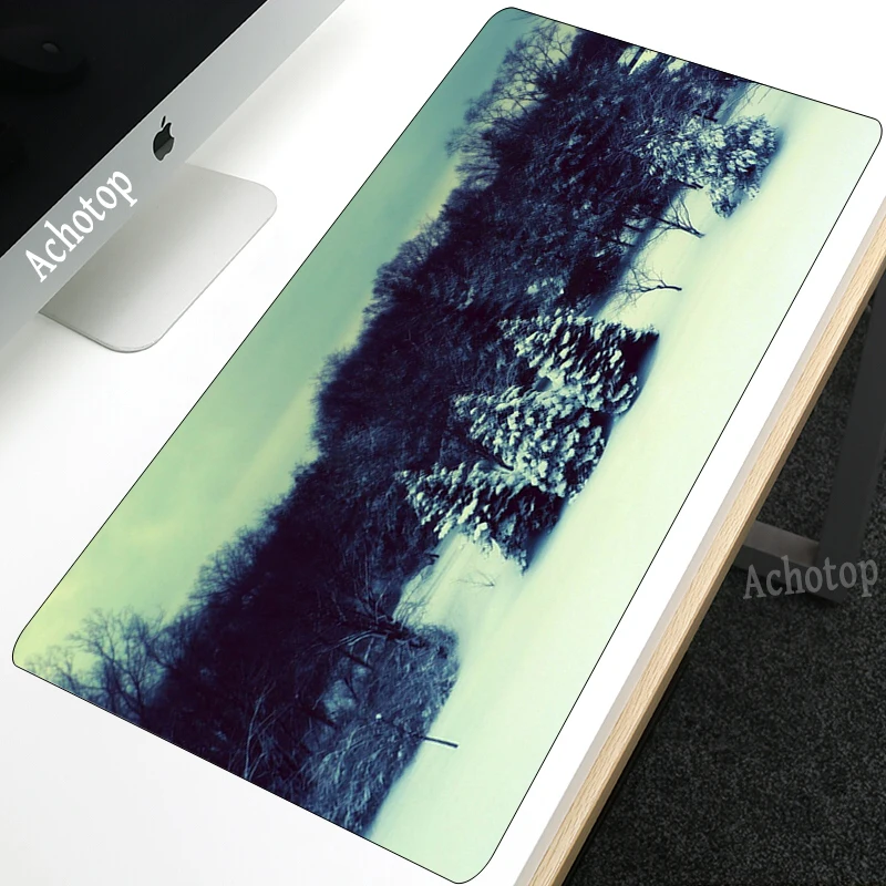 

Nature Blue Forest Snow Large Mouse Pad Gaming Mouse pad Anti-slip Natural Rubber Desk Mat with Locking Edge Csgo mat for pc XXL