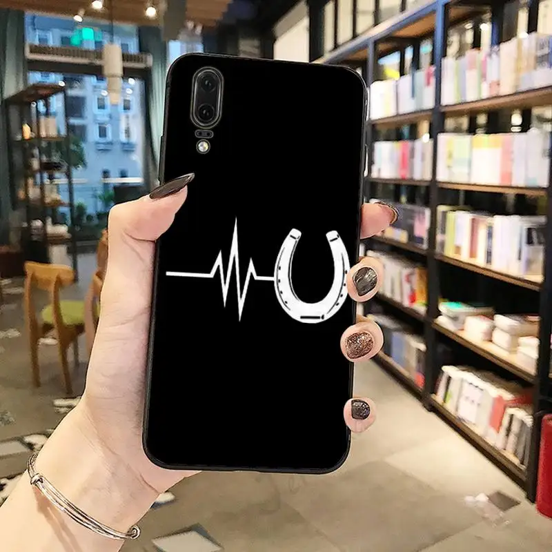 

Black line running horse Heartbeat ECG Phone Case For Huawei honor Mate P 10 20 30 40 Pro 10i 9 10 20 8 x Lite