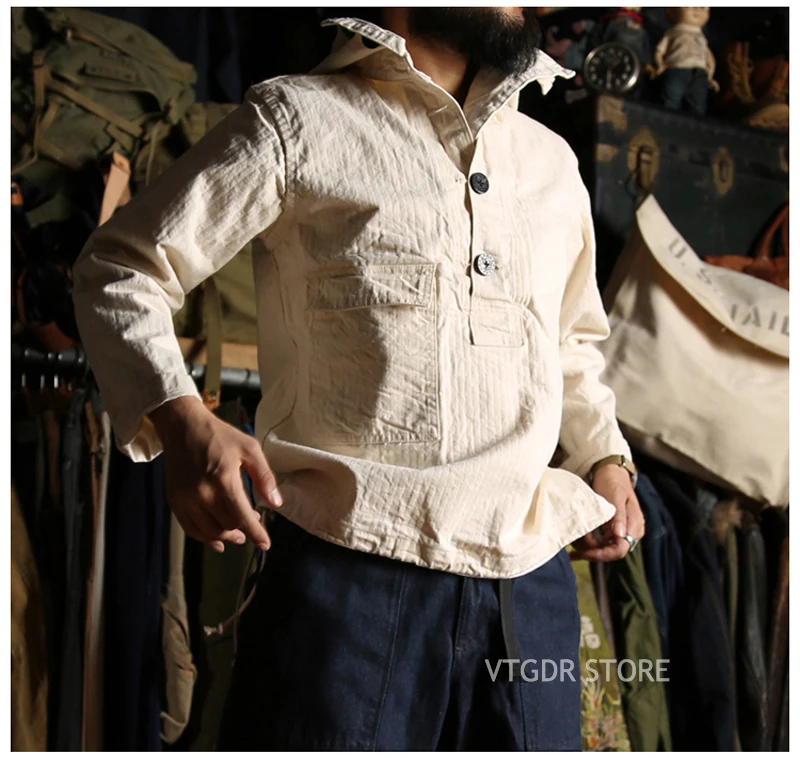 Винтажный Bronson 1930s USN Dungaree Smock Submariner пуловер парка свободная посадка