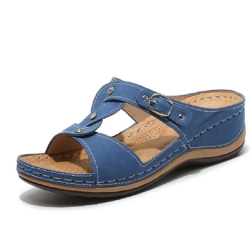 

Сандалии женские на танкетке без застежки, босоножки на платформе с кристаллами и открытым носком, однотонные летние туфли, большие размеры...