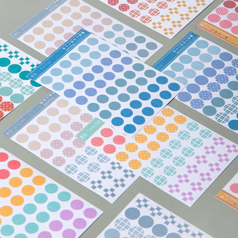 

Color dot decoration seal sticker Morandi Plaid sticker scrapbook bullet log making 144 Wedding Cards