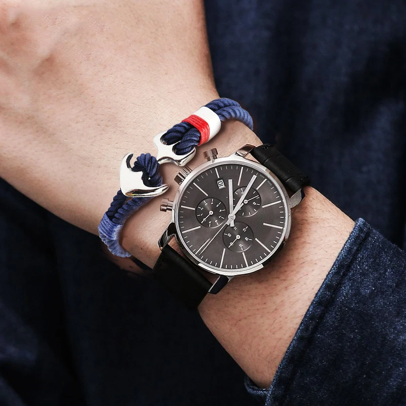 HOMOD высокое качество якорь браслеты для мужчин Паракорд из нержавеющей стали