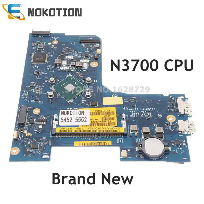 

NOKOTION Совершенно новый телефон 0F77J1 F77J1 для DELL Inspiron 5552 5452 материнская плата для ноутбука диагональю 14 CN-0F77J1 с процессором N3700
