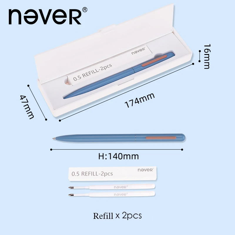 

Never Nordic Style Metal Gel Pen Rotating Pens with 2pcs Refills Gift Box Package Cool Student Teachers Cute Stationery Supplies