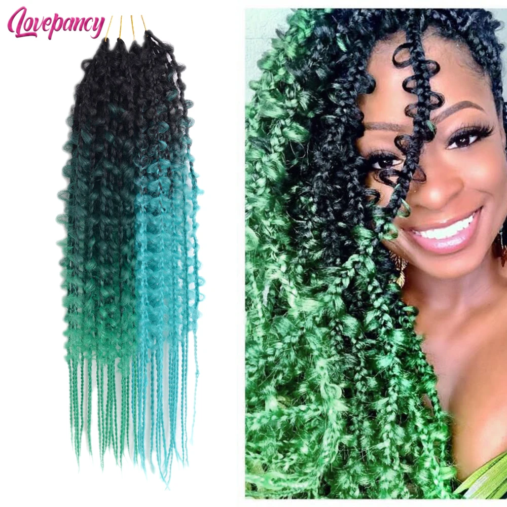 

Butterfly Locs Crochet Synthetic Braiding Hair 24Inch The New Pre Stretched Butterfly Box Crochet Braids Hair Extensions Colored