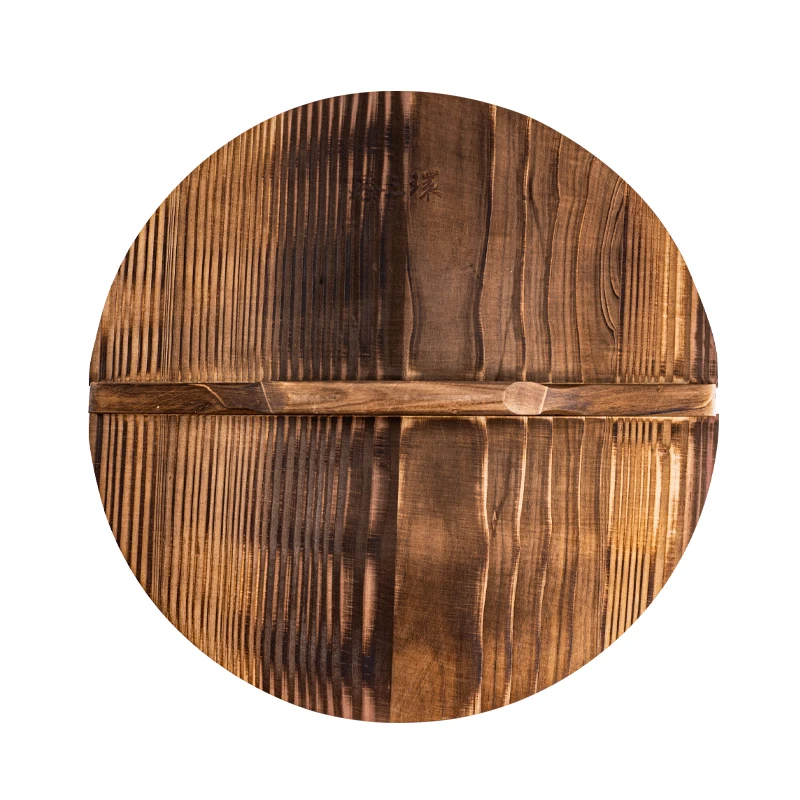 Натуральное дерево вок с крышкой/крышкой Здоровая и Защита окружающей среды