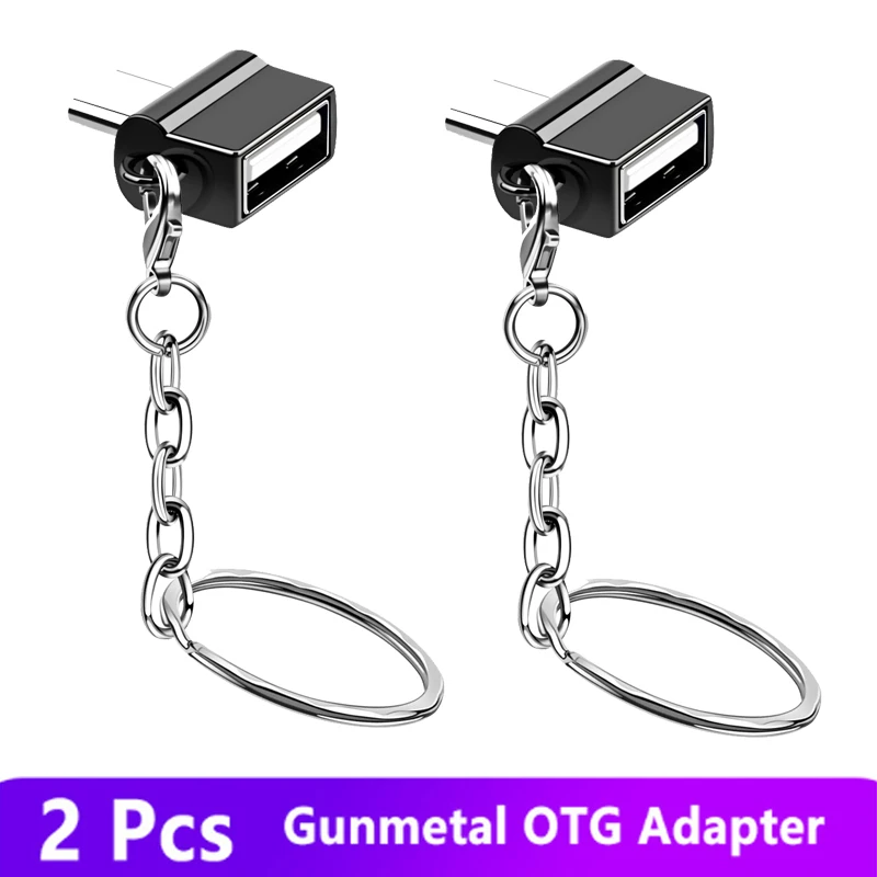 2pcs Gunmetal Plug FONKEN usb type C OTG адаптер type-C конвертер USB для usb C PD зарядное устройство Мышь Клавиатура флэш-диск Портативный брелок для ключей OTG штекер - Цвет: 2pcs Gunmetal Plug