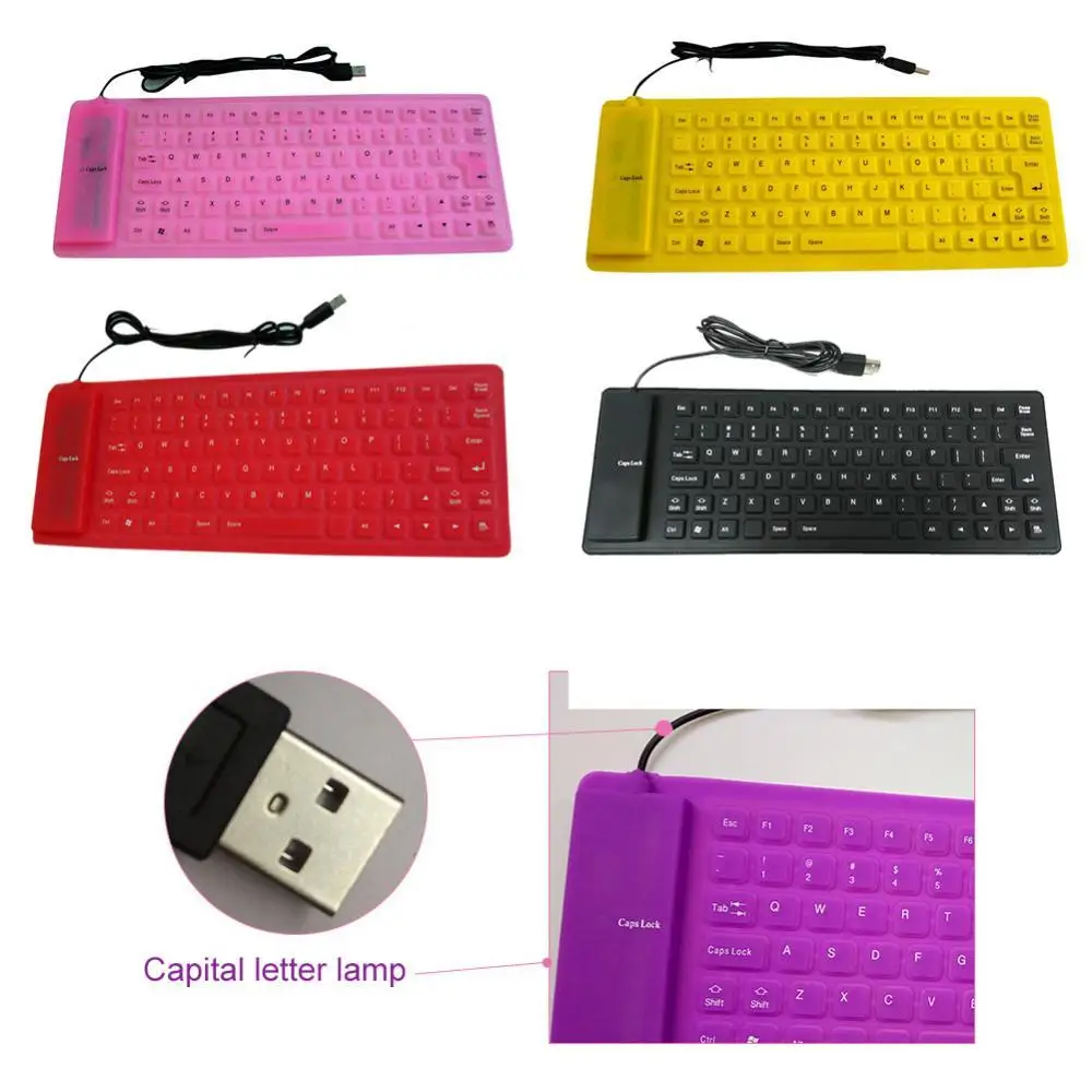 

2021 Folding Keyboard 85 Keys USB Wired Mute Waterproof Silicone Gaming Keyboard for PC Laptop Computer