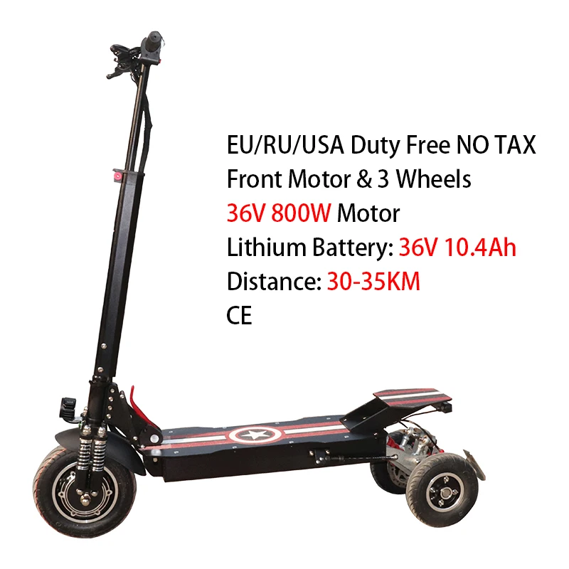 3 Wheels 48V 1000W E Scooter Front Motor Wheel Electric Scooter for Adults 80KM Distance Folding Electric Skateboard Hoverboard - Цвет: 800W 36V10.4Ah