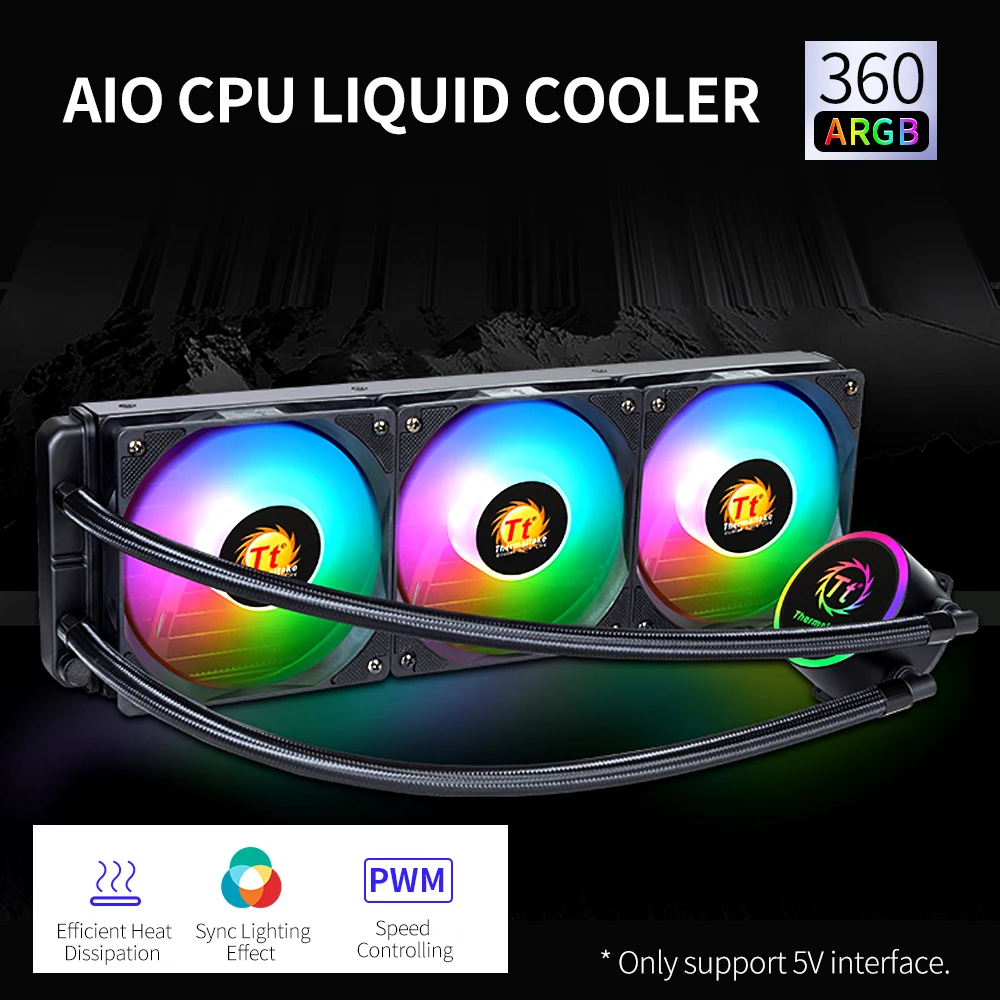

Thermaltake 360/240 Riing ARGB AIO CPU Liquid Cooler ARGB PWM Fans Sync Lighting Effect Copper Pump Head Multiple Platforms